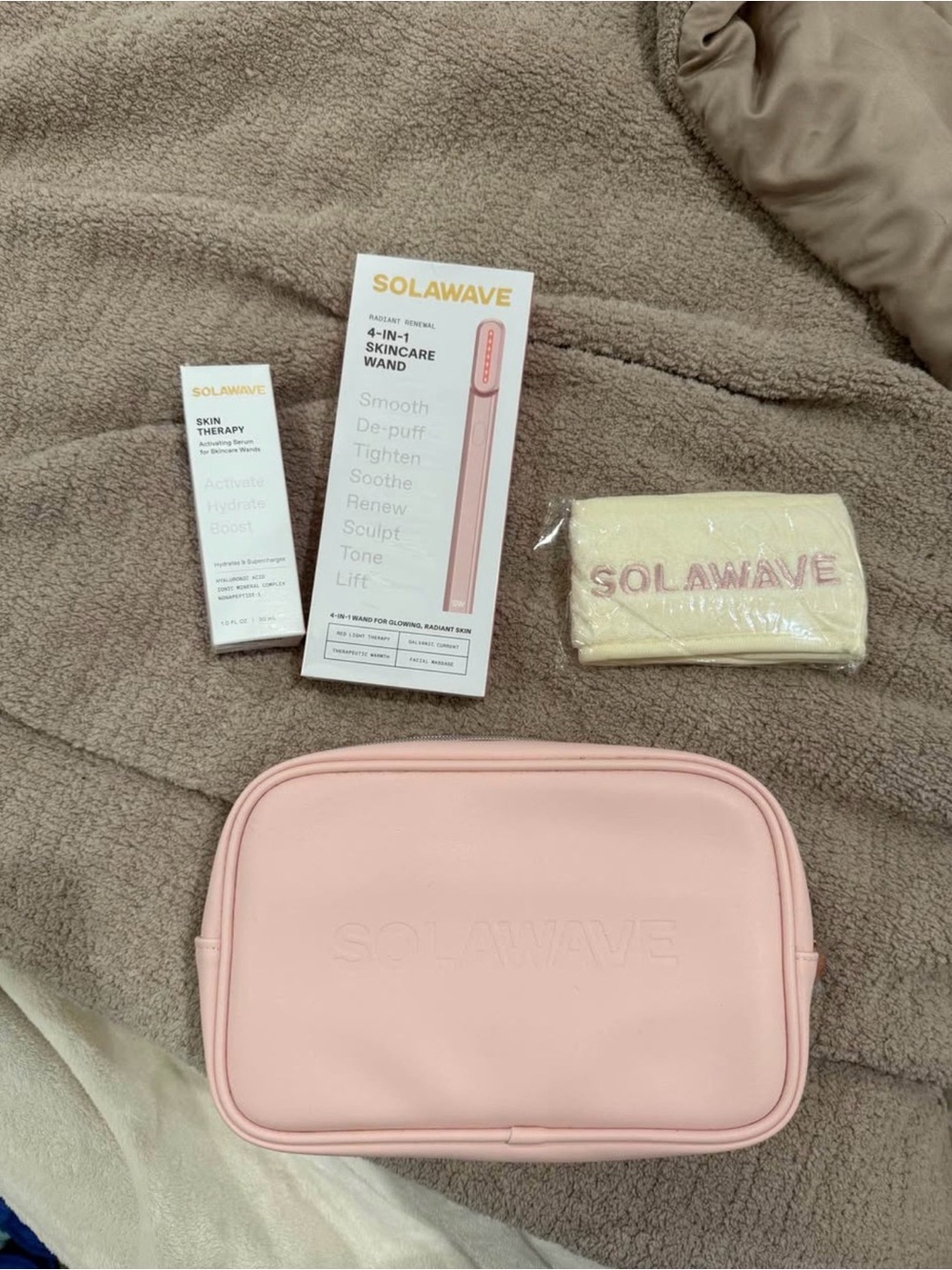 Solawave 4-in-1 Skincare Wand Set in Pink with Travel Pouch
